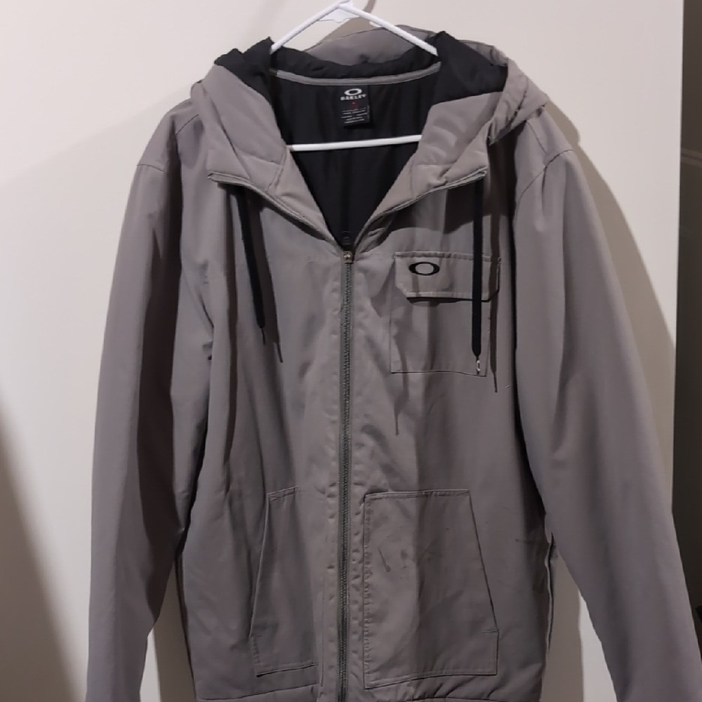 Oakley Men's Light Gray Hooded Zip-Up Jacket